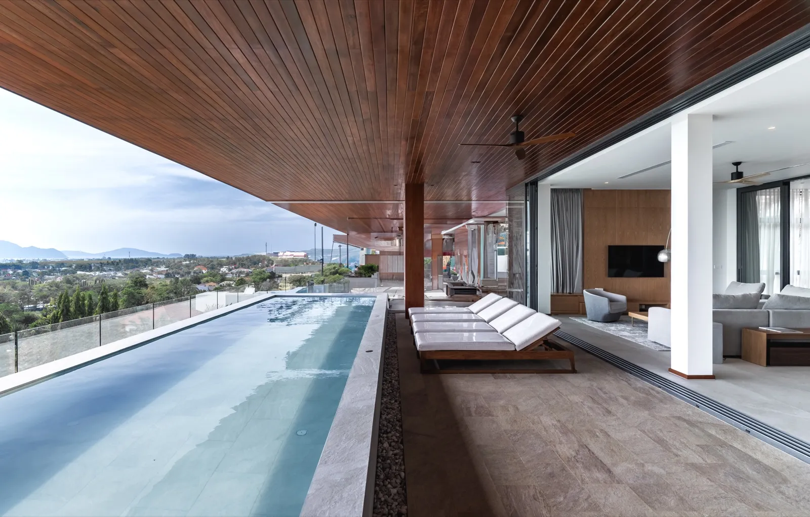 Pool terrace with outdoor furniture